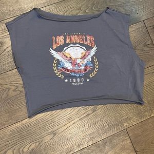 Gray off the shoulder crop top